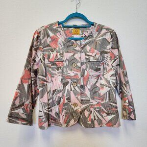 Ruby Rd Jacket Blazer S Textured Cotton Stretch Abstract Coastal Button Office